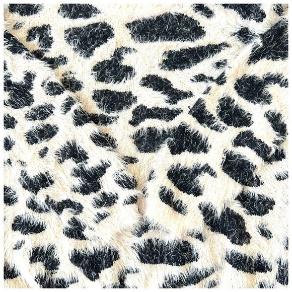 Raga Leopard Eyelash Knit Sweater Beige Black XS Soft Cozy - Picture 7 of 10